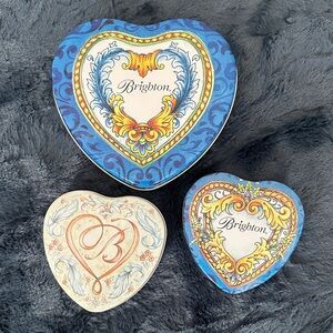 Brighton Heart-Shaped Tin Trio with Blue and Cream Accents